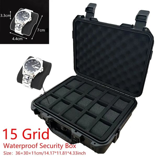 Boîtier de montre en plastique à 15 fentes, Portable, étanche, utilisé pour stocker les montres, boîte à outils 240110