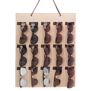 15 tragamonedas de lentejuelas de fieltro soporte para gafas de sol, exhibición de almacenamiento de vidrio, bolsa de bolsillo de bolsillo de bolsillo de bolsillo con lentes de gancho