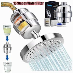 15 fasen doucherwaterfilter verwijdert chloorfluoride+zware metalen filterdouche gefilterde douches hoofd verzacht voor hard water G230518