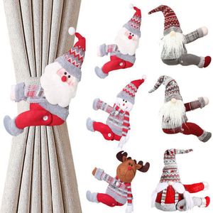 15 Estilo Navidad Cortina Hebilla Tieback Santa Muñeco de Nieve Cortina Tiebacks Holdback Sujetador Hebilla Abrazadera Decoraciones Adornos de Navidad