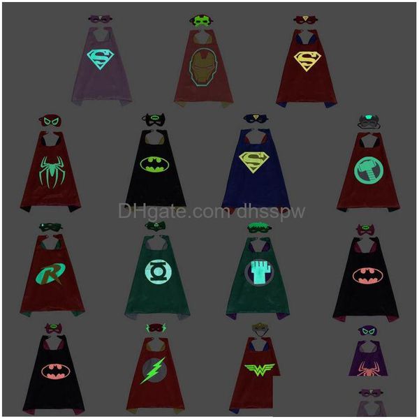 15 estilos luminosos disfraces temáticos de dibujos animados Cosplay capa máscara para niños Est brillan en la oscuridad mascarada niño superhéroe juguetes fiesta Fa