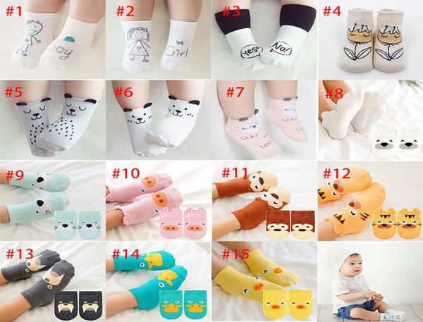 15 estilos de calcetines de algodón a la moda para bebés, calcetines antideslizantes para el suelo para niños recién nacidos, calcetines para niñas y niños 1514018