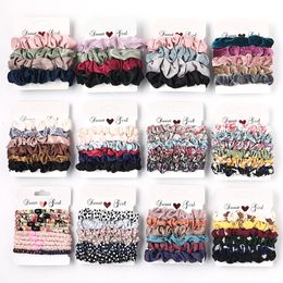 15 stijlen Meisje Haar Scrunchy Ring Elastische Haarbanden Pure Color Flower Dot Large Darm Sport Dance Scrunchie Hairband M886