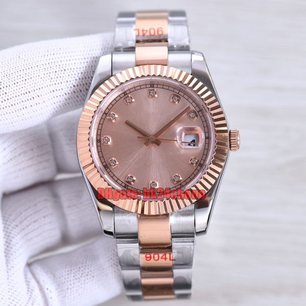 15 styles Montres de haute qualité 126331 41mm Date A2813 Montre automatique pour homme Miroir saphir Cadran rose Or rose Bracelet bicolore Gents Montres-bracelets