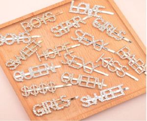 15 stijlen Zilver Goud Letter Woord Strass Kristal Haarspeld Haargrip Haarclips Haarclip Grip Pin Haarspeld Ornament Haaraccessoire8386788