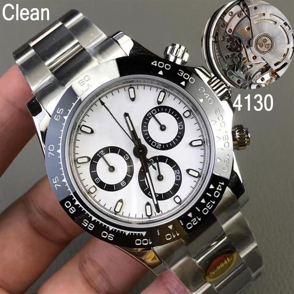 15 tipos Esfera blanca Reloj de fábrica limpio para hombres Lujo Super calidad 116500LN Eta 4130 Relojes con movimiento automático Bisel de cerámica de 40 mm 9259i