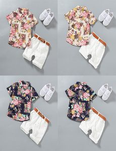 15 jaar babyjongen kleren jongens bloemen shirts met katoenen korte broek kinderen mode gentleman zomer outfits casual sets kleding 24305056