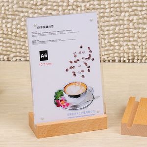 150 * 100mm Houten Base Acryl Magneet Producten Prijsnaam Label Picture Display Teken Houder Photo Picture Frame Display Racks