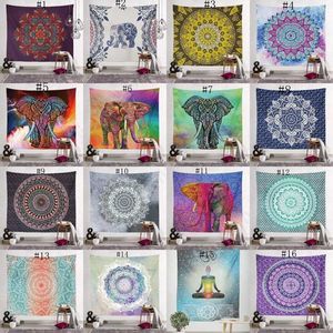 Tapiz bohemio de 150x130cm, toallas de playa con Mandala, manta Hippie, esterilla de Yoga, toalla, decoración colgante de pared de poliéster indio, diseño 40 DAJ404