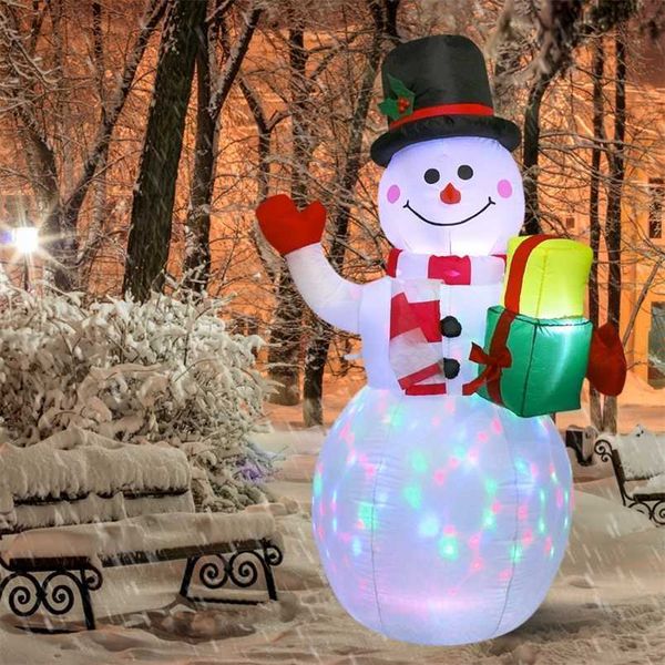 150/180 cm Luz LED Modelo inflable Navidad Muñeco de nieve Colorido Girar Airblown Muñecas Juguetes para vacaciones Hogar Fiesta Accesorio 211018