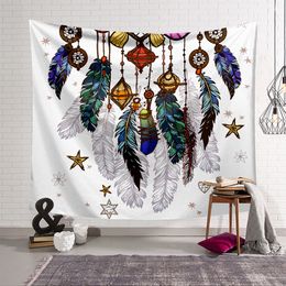 150 * 200 cm 7 Design Polyester Bohemian Tapestry Feather Beach Handdoeken Rechthoek gooien Yoga Mat Handdoek Woonkamer Muur Opknoping Decor Doek