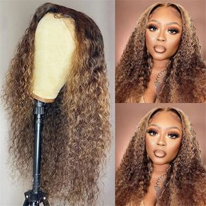 150% Denisty Curly 13x4lace Voorpruik Ombre blond Highlight Deep Wave Human Hair Pruiken Braziliaanse 100% Remy Hairs 13x6 Lace Frontal 360Wig voor vrouwen Volledige lacewigs