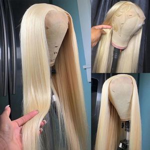 150 Densité Brésilienne Blonde Cheveux Humains Avant de Lacet Perruques 13x4 Couleur 613 # Droite Épaisse Sans Colle Avec Bébé Hair281S