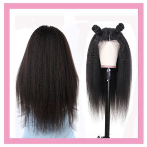 150% Dichtheid Braziliaans menselijk haar 13x4 Lace Voorpruik Kinky recht 10-32 inch natuurlijke kleur peruisanische maagdelijke haarproducten