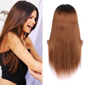 150 Dichtheid Braziliaanse Ombre Honey Blonde Kleur 1b 27 Dikke Lijmloze Full Lace Menselijk Haar Pruiken Straight Lace Front Pruik voor zwarte vrouwen