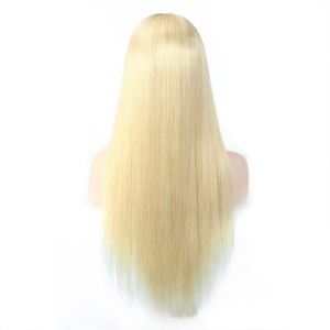 150% Dichtheid Volledige Kant Pruiken Blonde Kleur Zijdeachtige Rechte Body Wave Peruaanse Menselijk Haar Verstelbare Band 613 # Yirubeauty 16-32 inch