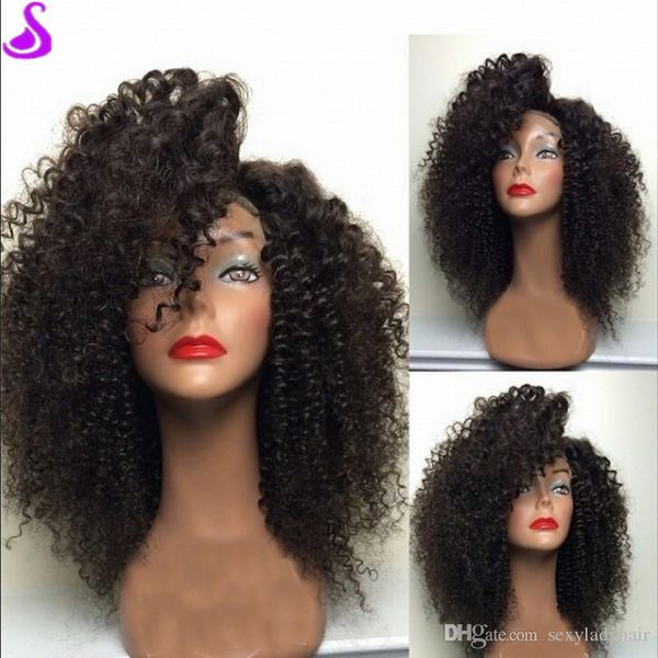 150% de densidad estilo bob corto Afro Kinky Curly simulación Peluca de cabello humano 13x4 Pelucas sintéticas brasileñas con encaje frontal para mujeres negras