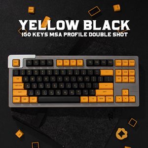 150 touches Keycaps Double Shot MSA profil Keycap anglais personnalisé jaune noir bourdon pour clavier mécanique de jeu 61/64/68