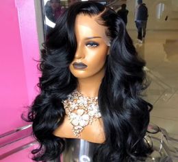 150 Long Body Wave 13x4 Lace Front Human Hair Wigs for Women Natural Plumed Remy Brazilian Ratio Middle Bleached Slove Hair4674231