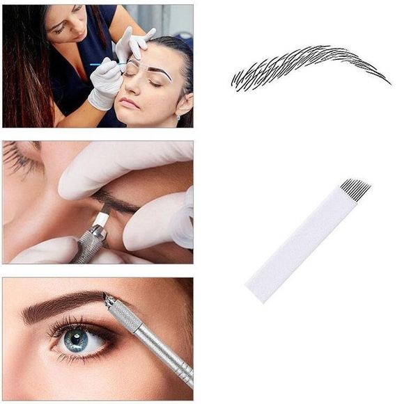 150 pièces Microblading Aiguilles 12 broches Flex pour Microblading Broderie Stylo Pernement Maquillage Sourcil Tatouage Fournitures 0.25mm naald