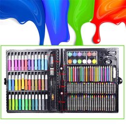 150 stks / set Tekening Tool Kit met Box Painting Brush Art Marker Water Kleur Pen Crayon Kids Gift Art Supplies Briefpapier Kit 201226