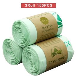 150 piezas bolsas de basura compostables Bolsa de residuos de alimentos biodegradables, bolsas de basura de almidón de maíz, bolso de restos de cocina 211215