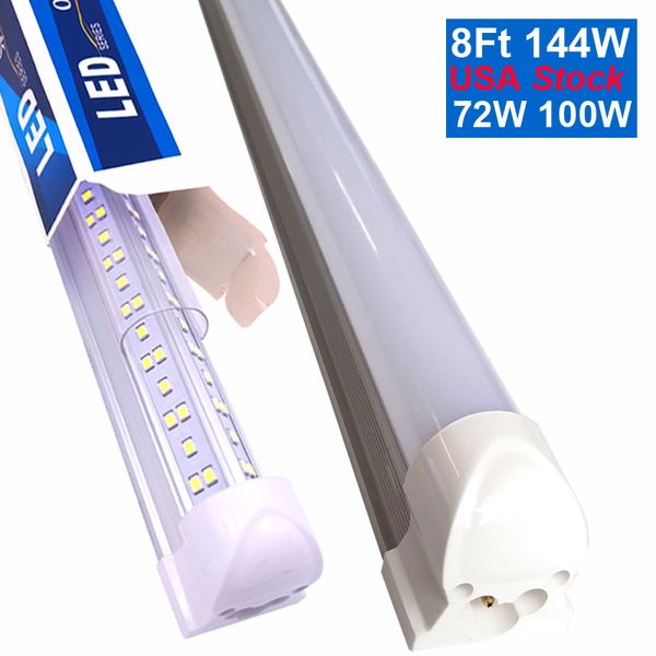 15000LM 10000 lúmenes Lámpara fluorescente LED superbrillante en forma de V Tubo de 8 pies Lámpara T8 110V Luz LED Tubos de 240 CM Bombilla Iluminación interior Reemplace enlazables Crestech168