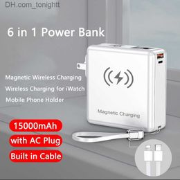 15000mAh Magnetische Draadloze Lading Power Bank voor 14 13 Horloge 22.5W Snel Opladen Powerbank met AC-stekker Q230826