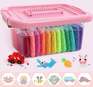 15000pcs Boîte en plastique HAMA Perles Perler Perles d'eau Spray Aqua Magic Educational Perles 3D Puzzles Accessoires pour Toys 2203263566530