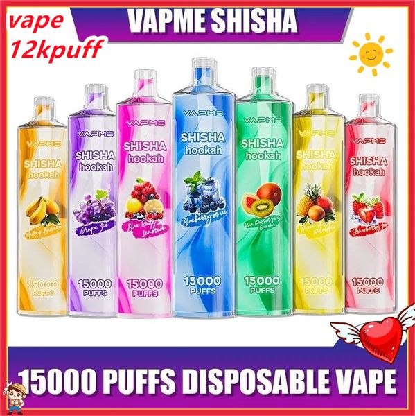 15000puff vapMe Shisha Hookah 15kpuffs E-cigarette jetable 15K Vapes Pen 650mAhpod Batterie rechargeable 25 ml Capacité 0% 2% 15000puff vide