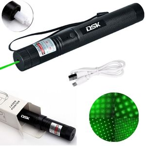 1500 Miles groene laseraanwijzer Pen Star Beam 1 mW USB-oplader Oplaadbare Lazer