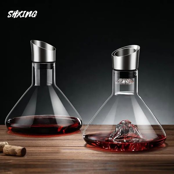 1500 ml Highgrade Fast Red Wine Decanter Momening European Style Creative Iceberg Bottom Glass Filter Mountain Sobring 240415