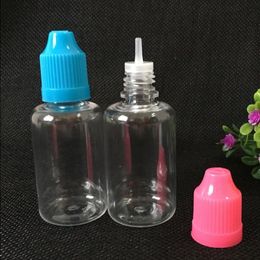 1500 stks 30 ml PET DROPPER Flessen Clear Drop Bottle Oogdruppels Plastic lege flessen met kleuren Kinddichte dop E Olie Vloeistof LFEDJ