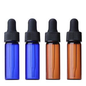 1500 stks Amber Blue Clear Glass Essentiële oliedruppel flessen 4 ml Mini Oogdruppel Parfum Cosmetische vloeistof Monstercontainers