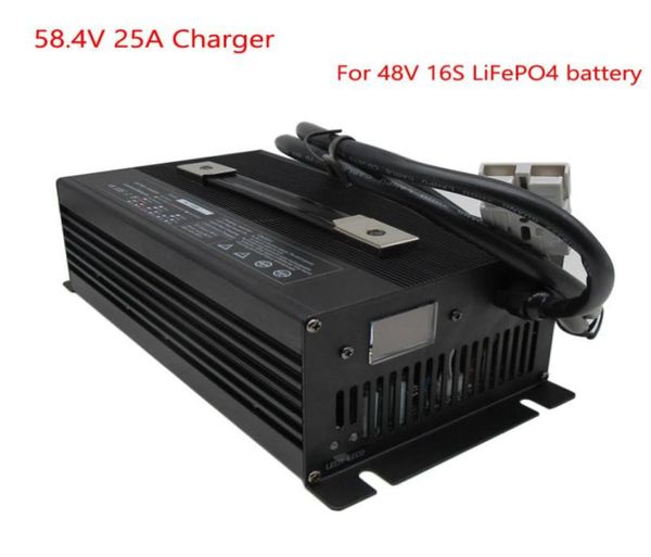 1500W 48V 25A LIFEPO4 Cargador de batería 584V Fosfato de hierro para 512V 16S LFP RV EV AGV Power Golf Cart Liftlift Carger2412639