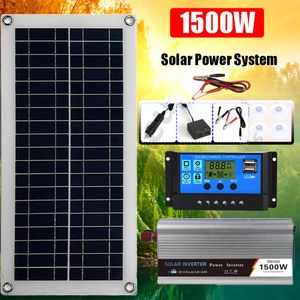 Sistema de painel solar 1500W Bateria de 12V 60A Kit de controle para caravana móvel família acampamento ao ar livre 240110