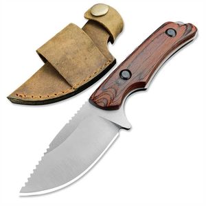 15017 Hidden Canyon Hunter manche en bois couteau à lame fixe chasse pleine Tang avec gaine en cuir