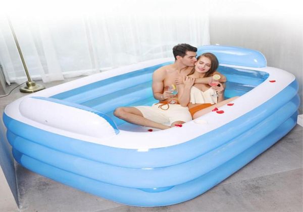 150180CM piscine gonflable PVC épaissi 3 anneaux pataugeoire baignoire été natation intérieure pour adultes enfants 6990491