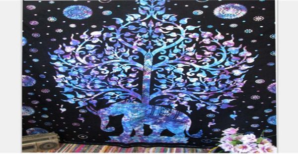 150 200 cm éléphant tapisserie hippie mandala tapisserie bohème tenture murale psychédélique art dortoir décor plage jeter mur indien Ta8339945