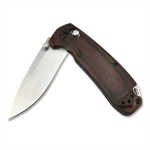 15031 Cuchillo plegable táctico con mango de madera estabilizado, cuchillos de bolsillo básicos de caza para supervivencia y acampada