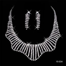 Ensembles de boucles d'oreilles et collier ronds en cristal pour mariée, bijoux de soirée de mariée à la mode, 15034, 9324354