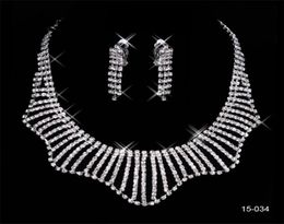 Ensembles de boucles d'oreilles et collier ronds en cristal pour mariée, bijoux de soirée de mariée à la mode, 15034, 4271755