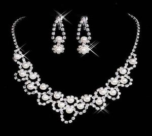 15036 Ensembles de bijoux de mariée en strass bon marché, boucles d'oreilles, collier en cristal, fête de bal, spectacle, accessoires de mariage pour filles, 3936758