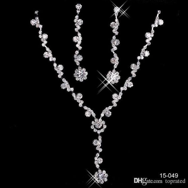 15049 pas cher bijoux de mariée collier alliage plaqué strass perles cristal ensemble de bijoux pour mariage mariée demoiselle d'honneur 304L