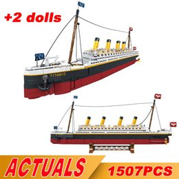 1507PCS Creative Movie 2in1 Titanic Large Cruise Boat Ship Model Stoomschip Bouwstenen Bakstenen Diy Toys For Kids Gifts 240428