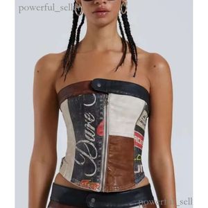 150810 Mode Klassieke Trendy Luxe Designer Doek Iamg Jaded London Splice Racing PU Distressed Gedrukt Corset Minirok Rok Dames 312