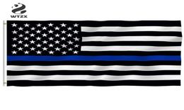 15090 cm ingetogen dunne blauwe lijnstrepen USA vlaggen doorvoerten Politie Cops vlaggen Zwart Witblauwe vlaggen Hele DHL 9213397