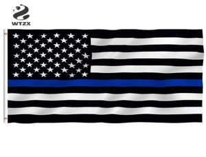 15090 cm discret mince ligne bleue rayures USA drapeaux œillets policiers drapeaux noir blanc bleu drapeaux entier DHL 9386415