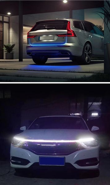 150cm 180cm LED Car Hood Light RVB App APP Contrôle flexible Daytime Running Decorative Lampe atmosphère lampe Light Bar Phado Light 12V