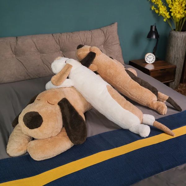 150 cm géant belle doux coton chien en peluche oreiller poupée en peluche poupée pour animaux de compagnie bébé sommeil oreiller accompagner cadeau pour petite amie 240202